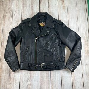 Harley Davidson Mens Vintage Leather Quilted Eagle Motorcycle Jacket 42 REG